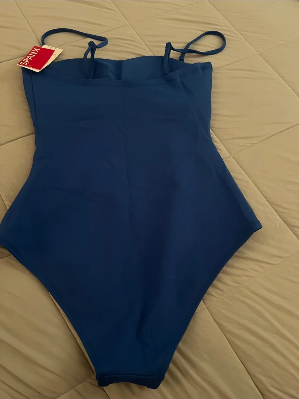 SPANX Solid Navy Blue One-Piece Swim